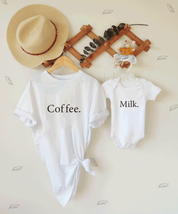 Coffee ve Milk Yazılı Anne Bebek Kombin