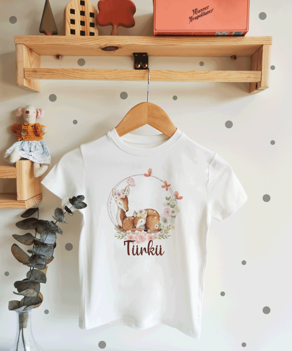 Anne ve Yavru Ceylan Temalı Çocuk T-shirt
