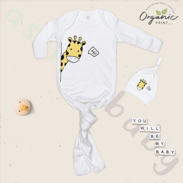 Zürafa Organik Baskılı Düğümlü Uyku Tulumu