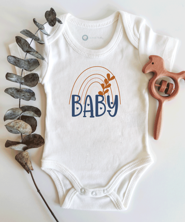 Baby Yazılı Gökkuşağı Kısa / Uzun Kol Çıtçıtlı Bebek Body