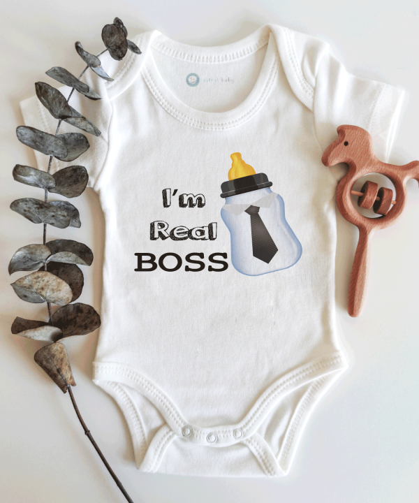 I'm Real Boss Kısa / Uzun Kol Çıtçıtlı Bebek Body