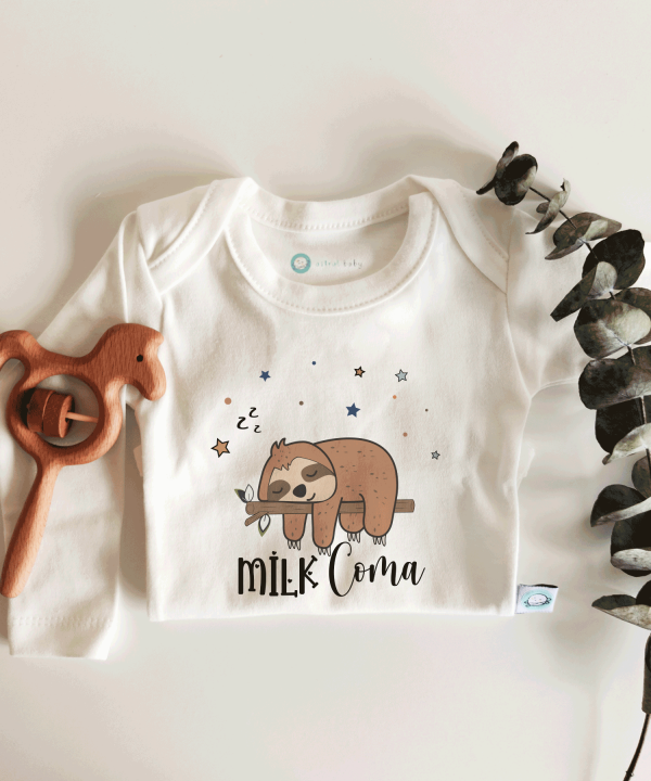Milk Coma Kahverengi Kısa / Uzun Kol Çıtçıtlı Bebek Body