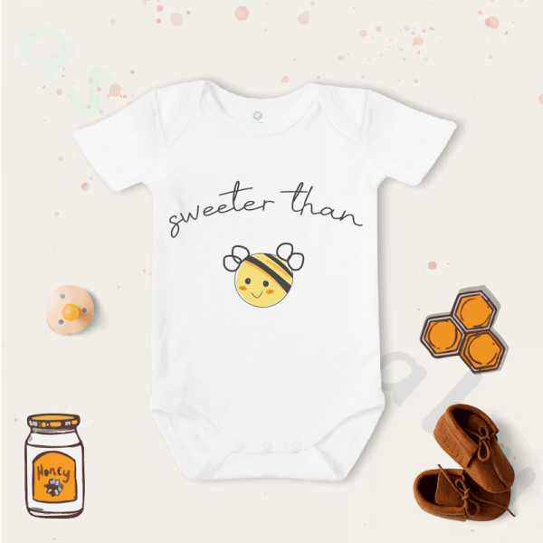 Sweeter Than Honey Desenli Kısa / Uzun Kol Çıtçıtlı Bebek Body