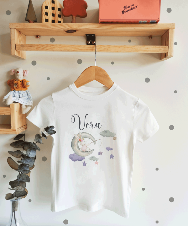 Ay ve Tavşan Desenli Çocuk T-shirt