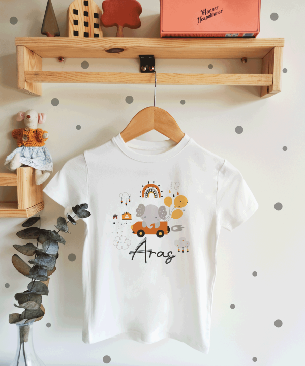 Fil ve Gökkuşağı Desenli Çocuk T-shirt
