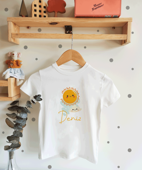 Güneş ve Bulut Desenli Çocuk T-shirt